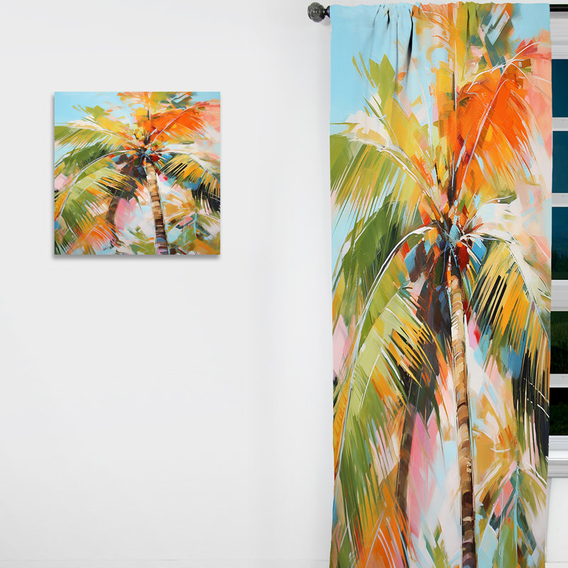Palmier Palm VII - Rideau floral obscurcissant palmiers et palmiers - 1 panneau, L 52 po x L 95 po