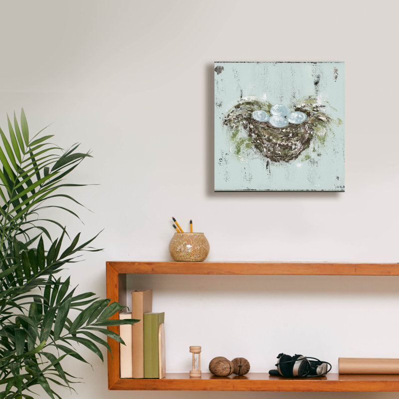 «Bird Nest» par Ashley Bradley, art mural sur toile, H 12 po x l 12 po x P 0,75 po