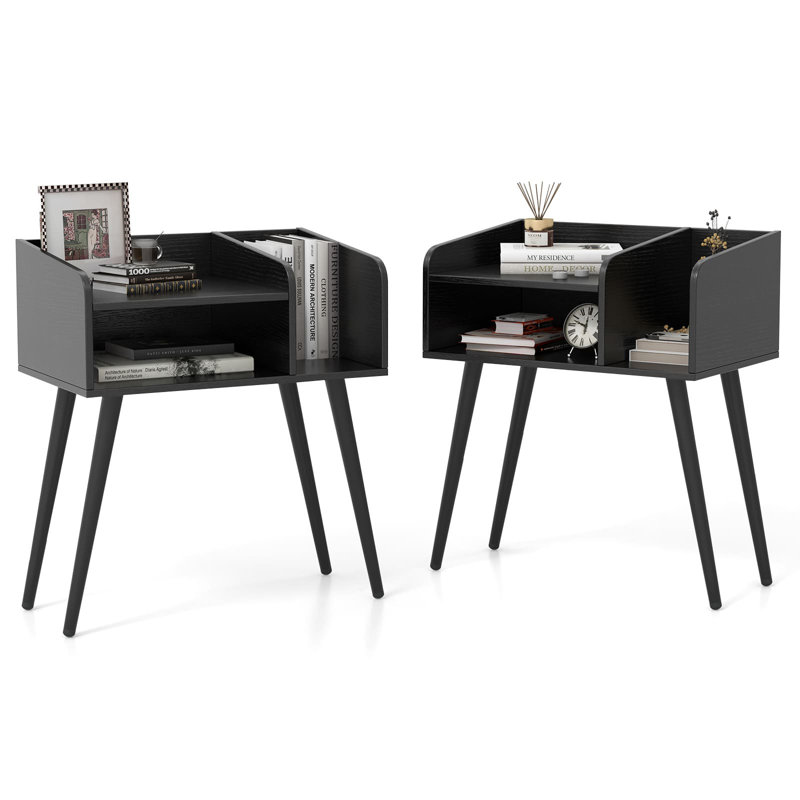 50cm W Metal Bedside Table, Black