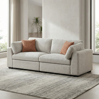 92.12" Upholstered Cloud Sectional Modular Sofa Couch for Living Room Bedroom, With Arm Cushion& Throw Pillow