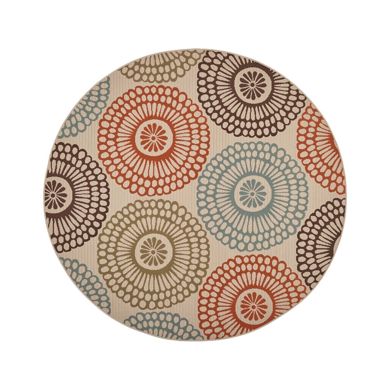 Ivory Round Polypropylene Rug, Round 7'10"