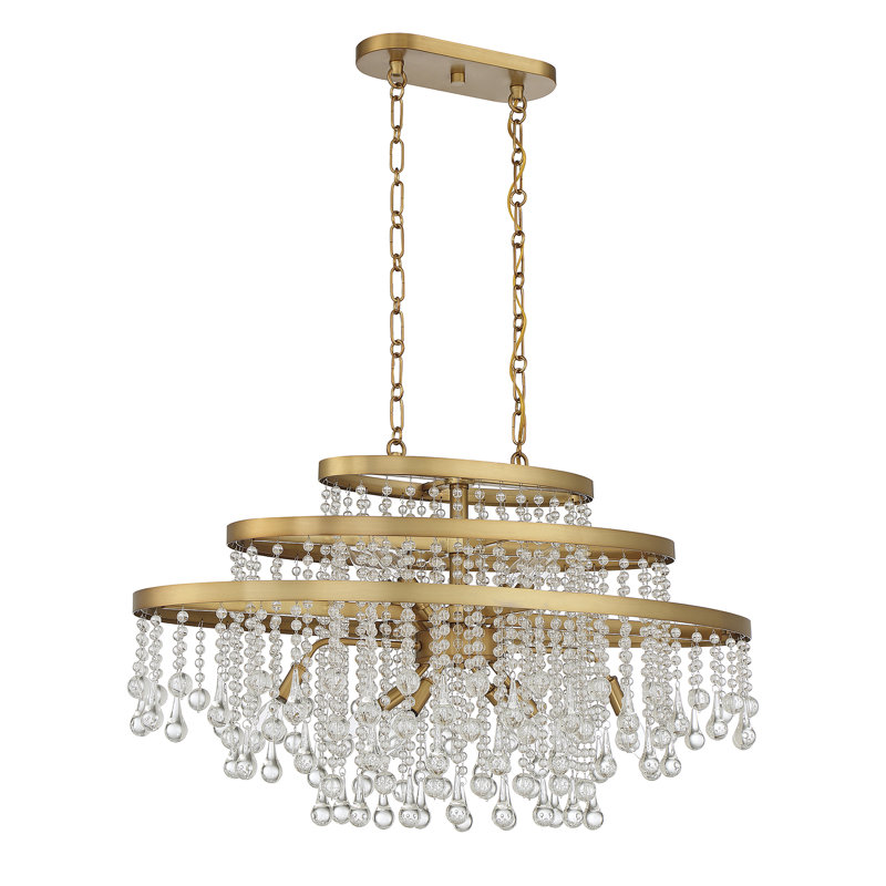 Lustre ovale 10 lumières en laiton chaud Luna