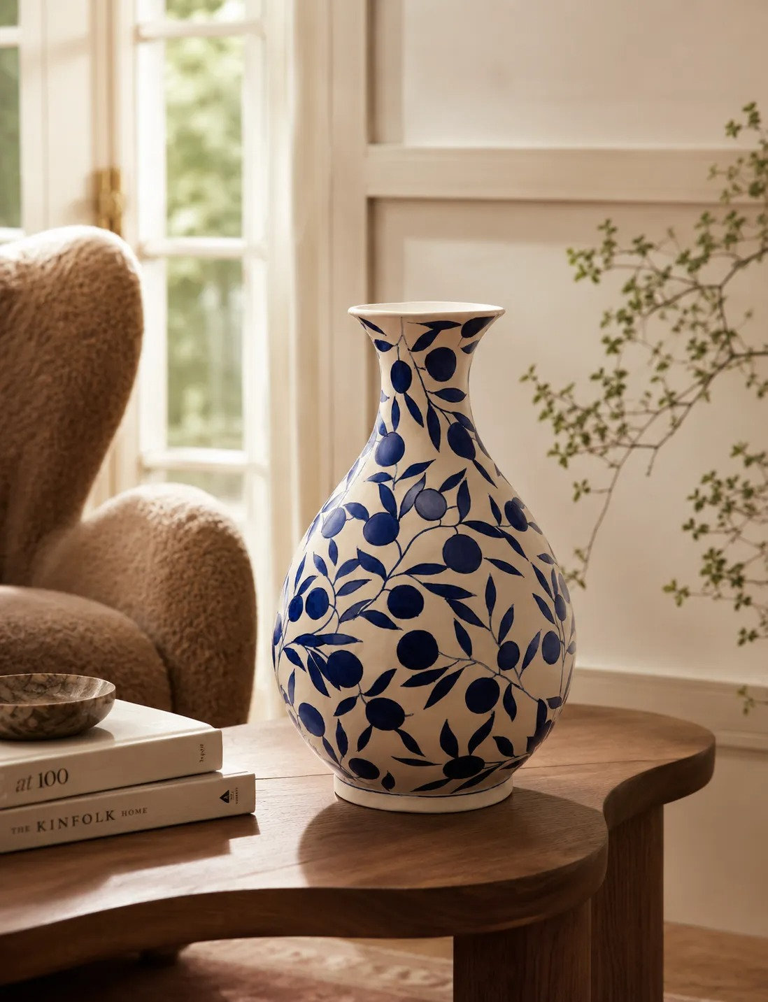Olivia Sage Green Vase Large, Large, Dusty Blue