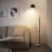 Real Marble Floor Lamp with Wood Bedside Nightstand End Table and Built-in USB Charging Port