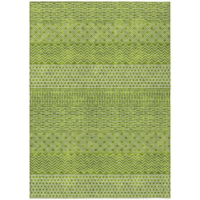 Tapis intérieur lavable à motif de chevrons vert lime et ivoire 5 pi x 8 pi