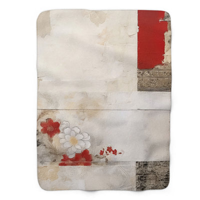Gentle Japanese Art - 1 Piece Premium Sherpa Blank Throw Blanket
