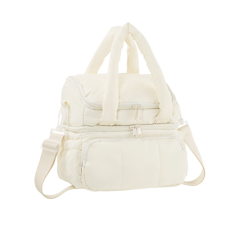 Double Layer Portable Insulated Lunch Bag, Beige