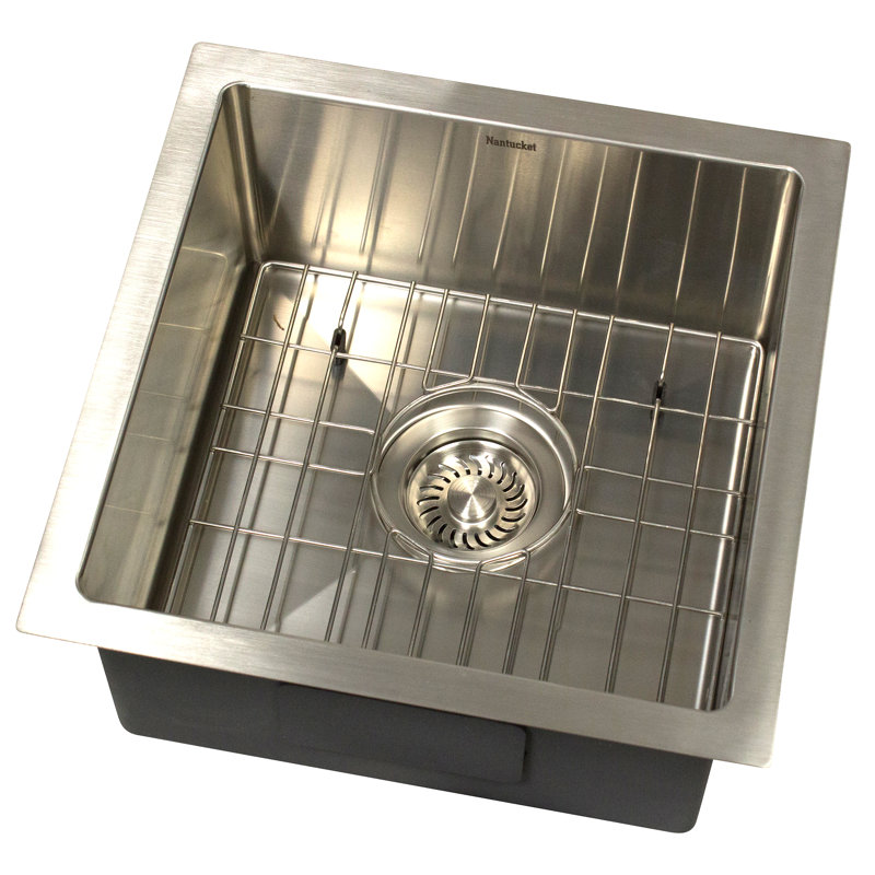 15 Inch All Weather Collection Square Undermount Small Radius Stainless Steel Bar/Prep Sink
