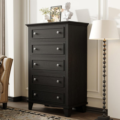 Commode à 5 tiroirs de 48 po de hauteur avec commode moderne avec tiroirs profonds et poignées en métal pour la chambre à coucher, le salon et le couloir
