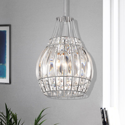 Luminaire suspendu en forme de goutte à 1 lumière avec accents de cristal Harrisonburg