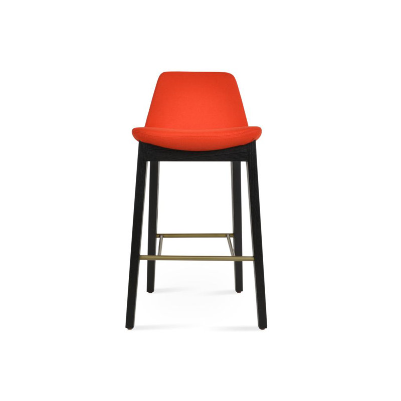 Pera HB Wood Counter, Bar Stool (29" Seat Height), White Leatherette