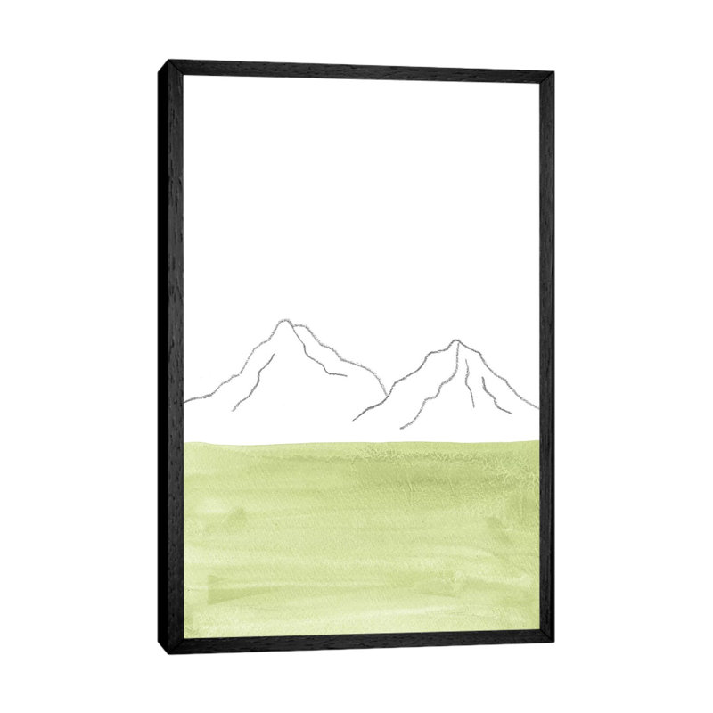 Minimal Green Landscape - Painting on Canvas, 152.4cm H x 101.6cm W x 3.81cm D, Black Framed