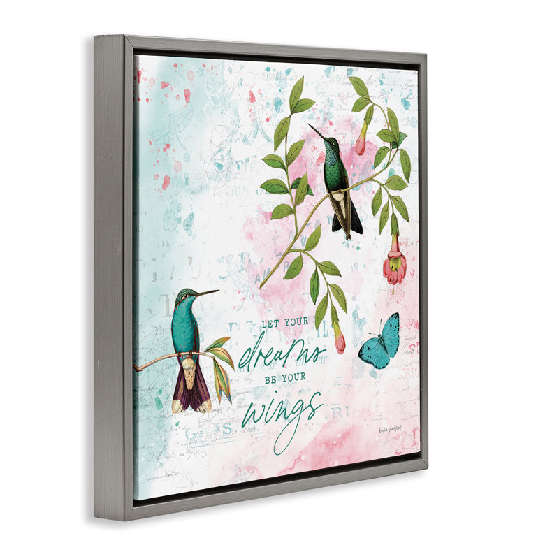 «Let Your Dreams Be Wings Floater», art mural sur toile par Katie pertiet, H 18 po x l 18 po, Cadre flottant gris lustré