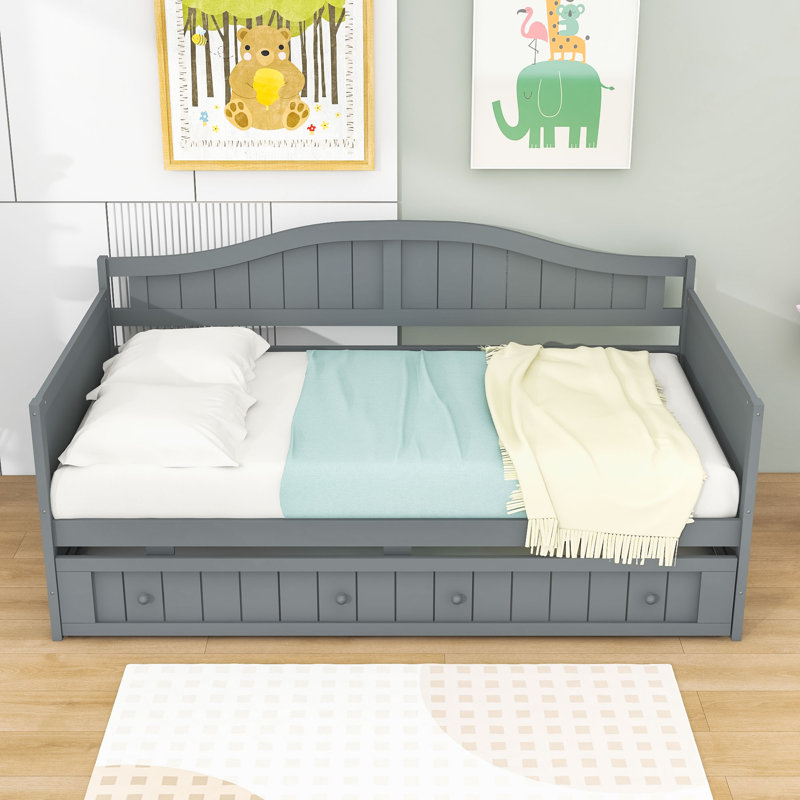 Efthim Twin Size Daybed with Trundle, Gray