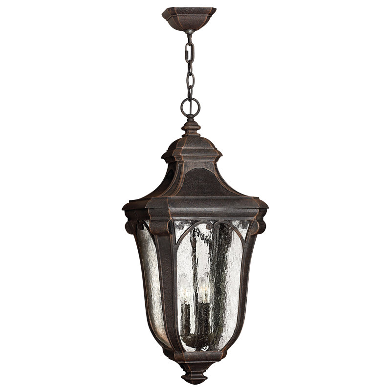 Trafalgar 3 -Bulb 24.75" H Outdoor Hanging Lantern, No, Incandescent, Museum Black