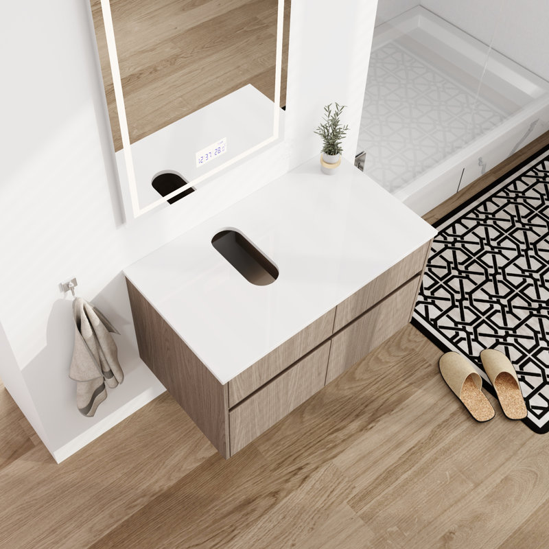 Base de meuble-lavabo simple 32 po sans lavabo Gresham, Noyer Bouguer