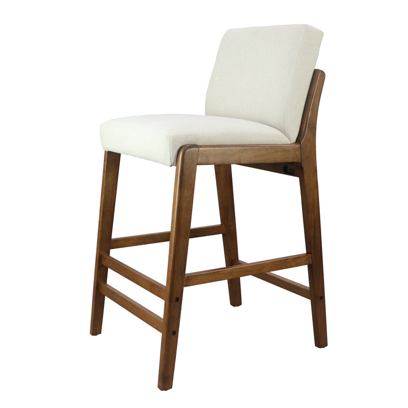 Tabouret de bar rembourré Ryden, Siège beige / structure en noyer, 4