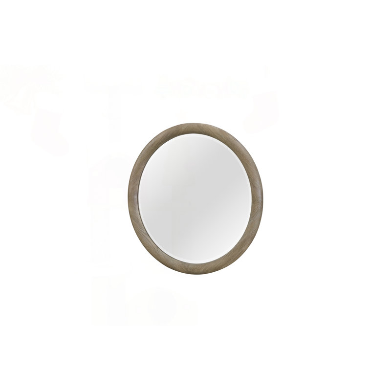 Miroir rond avec cadre en chêne noueux anglais