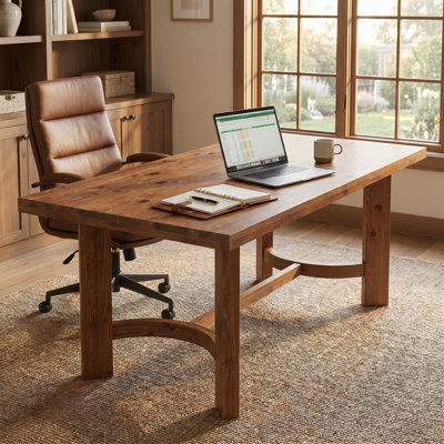 63" Solid Wood Executive Office Desk, Walnut