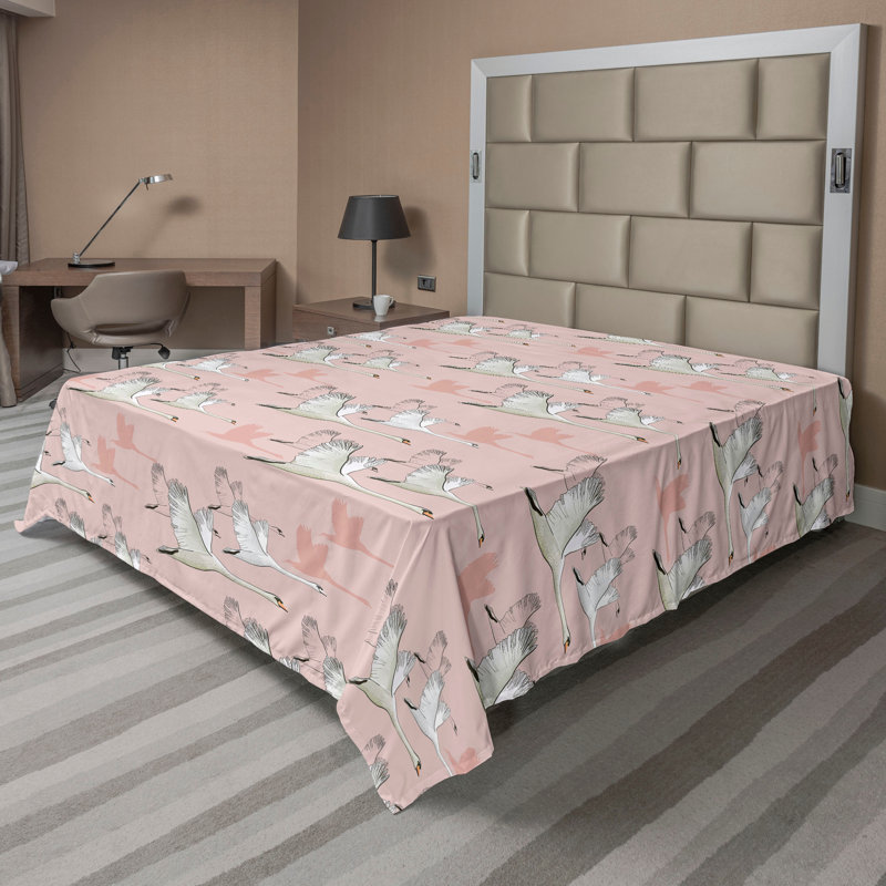 Ambesonne Flowers Flat Sheet Nostalgia Farmhouse, Blush Pale Green Ivory