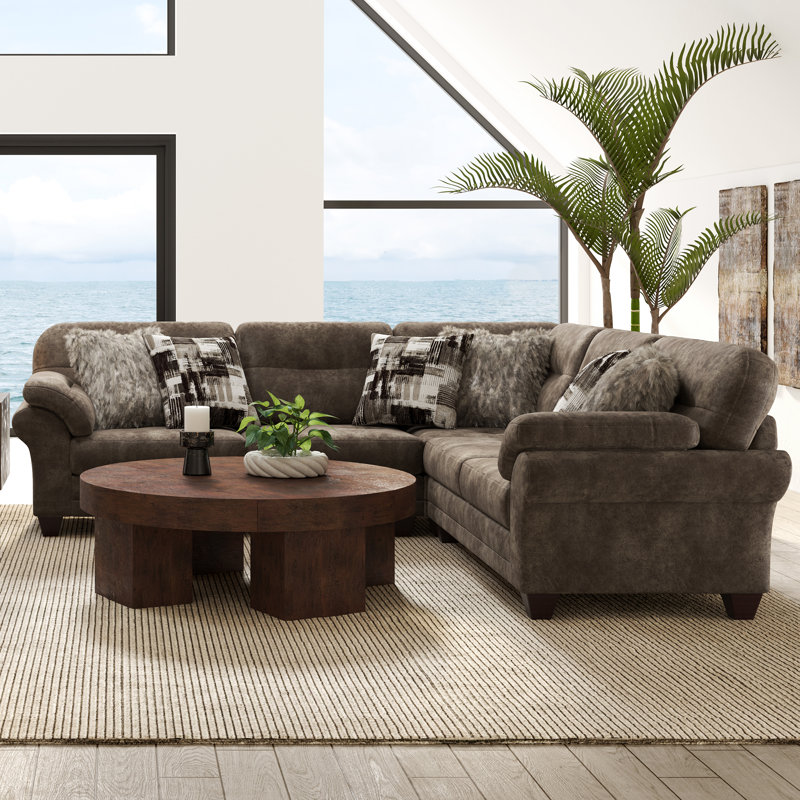 Dabydeen Upholstered L-Shaped Sectional Symmetrical, Brown
