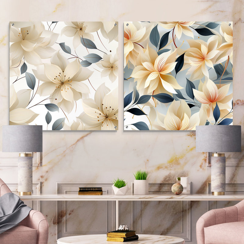 Fantine - ensemble de 2 art mural en verre acrylique, H 16 po x l 33 po