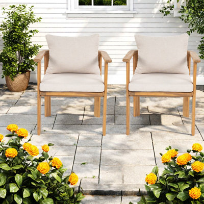 Chaises de patio modernes, finition teck en bois d'acacia pour les repas en plein air