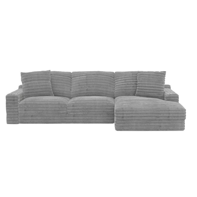  Canapé modulaire en tissu Ocossio, Polyester gris, Orienté à droite