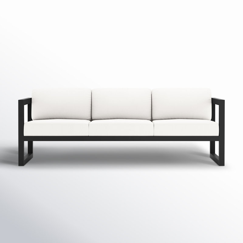Avion 3 Piece Sofa Loveseat Set, Canvas Natural Sunbrella® Canvas, Black