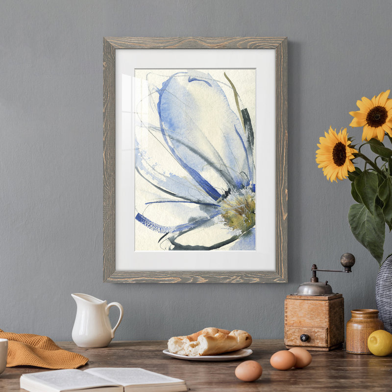 Cobalt & Paynes Petals I encadré mat - prêt à accrocher, H 31,5 po x l 23,5 po x P 1 po, Encadré gris