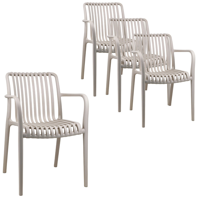 Stackable Outdoor Patio Dining Armchair, Sand