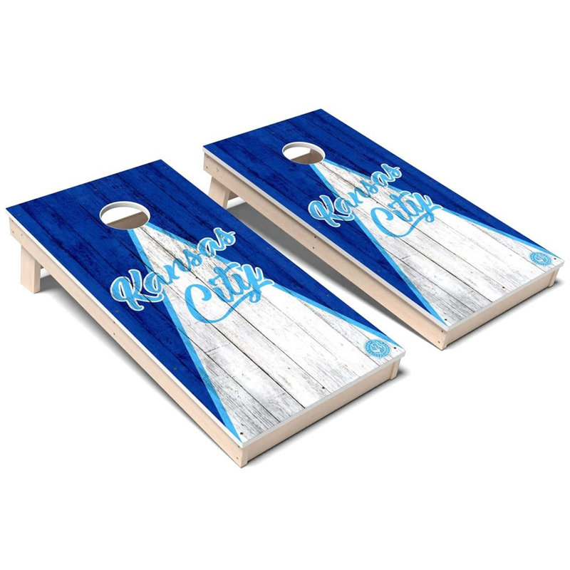 Ensemble de cornhole en composite de baseball toutes saisons Kansas City, Ajouter un étui et des lumières