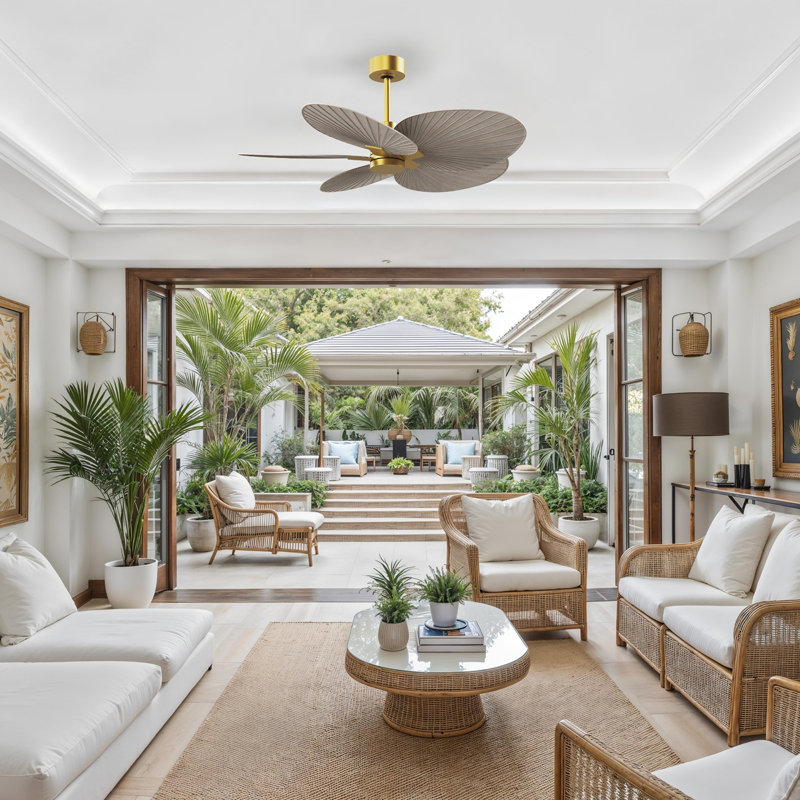Alessandra - Five Blade Ceiling Fan, Brushed Brass, Gray Ash Tone