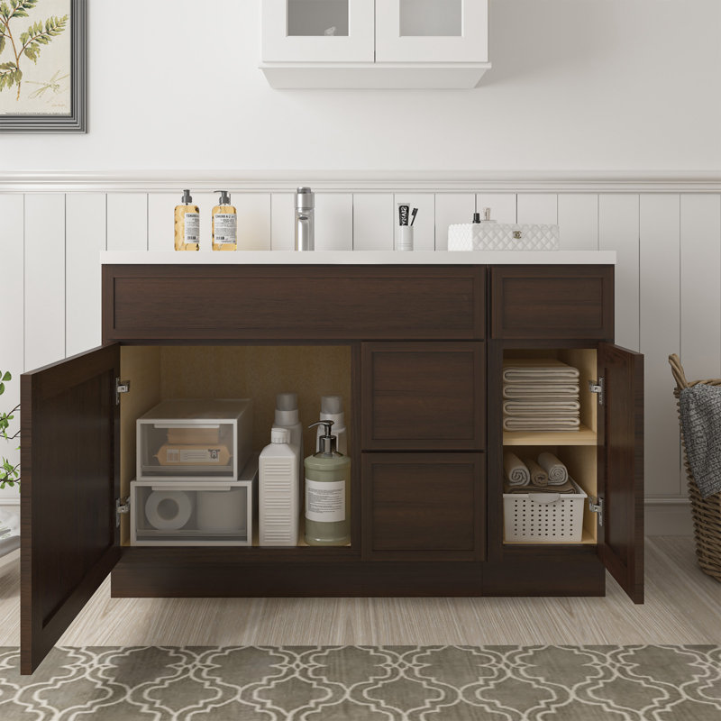 Base de meuble-lavabo simple 48 po seulement, Brun