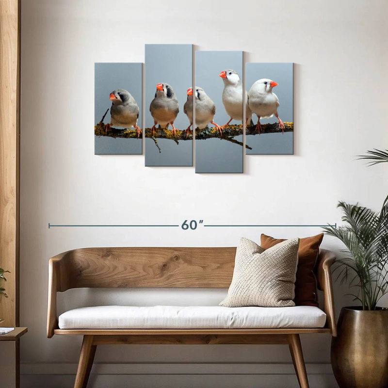 Brampt Five Zebra Finches, 27" H x 43" W