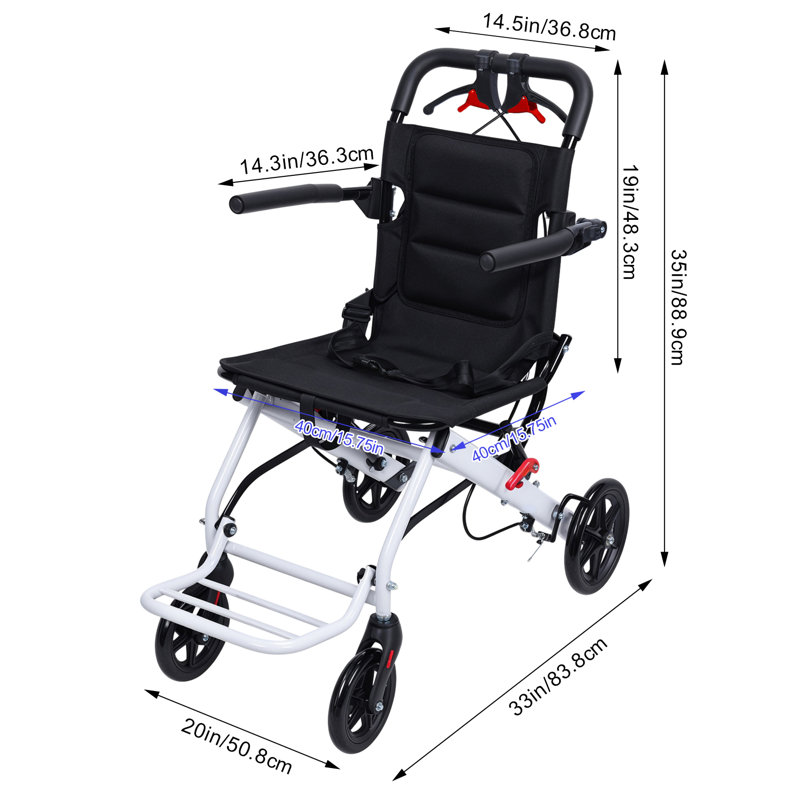 Fauteuil roulant pliant léger pour transport en commun pliable pour adultes Fauteuil roulant de conception ergonomique avec sangle de sécurité réglable