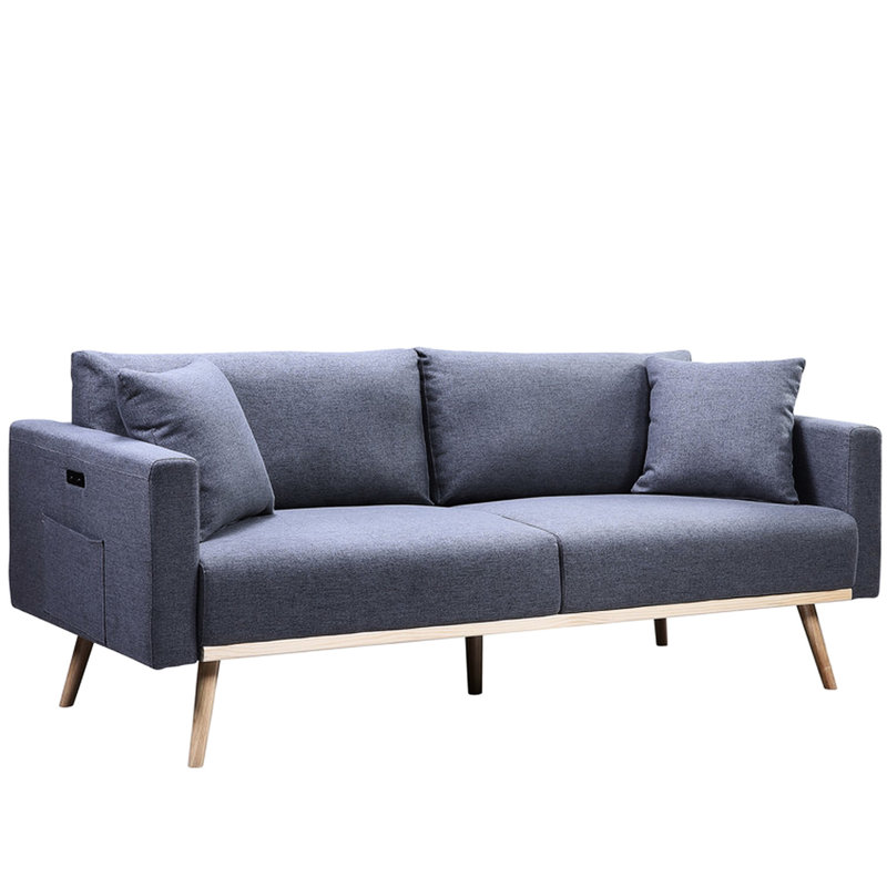 Lin 75 po gris foncé avec hublots, poches, coussins et pieds en bois massif équipés de pochettes pour accessoires