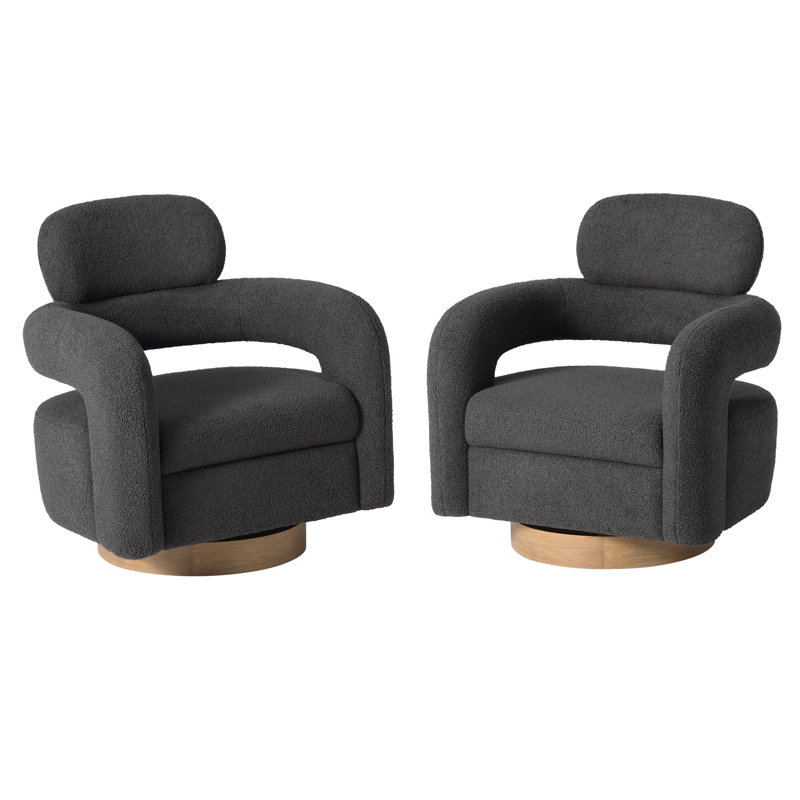 29" Wide Bayville Swivel Chair (Set Of 2), Gray Polyester