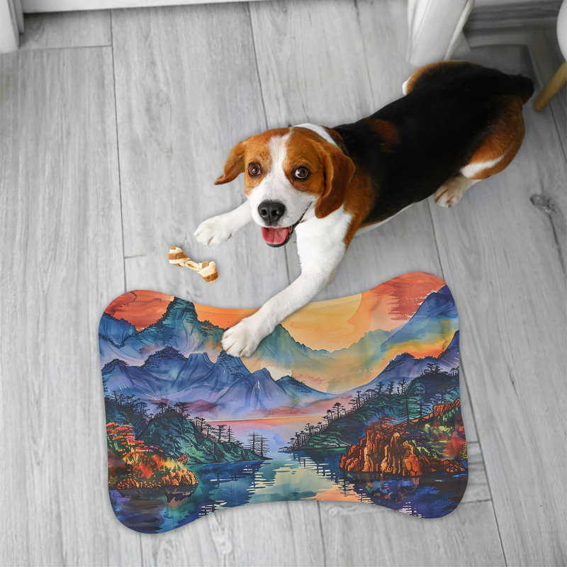 Paysage avec peinture au pinceau - 1 tapis d'alimentation en os