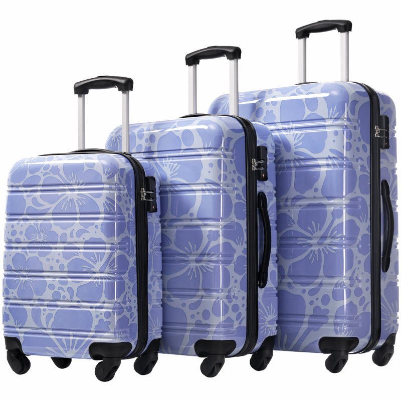 Valise à roulettes 3 pièces Hardshell avec valise TSA, Bleu