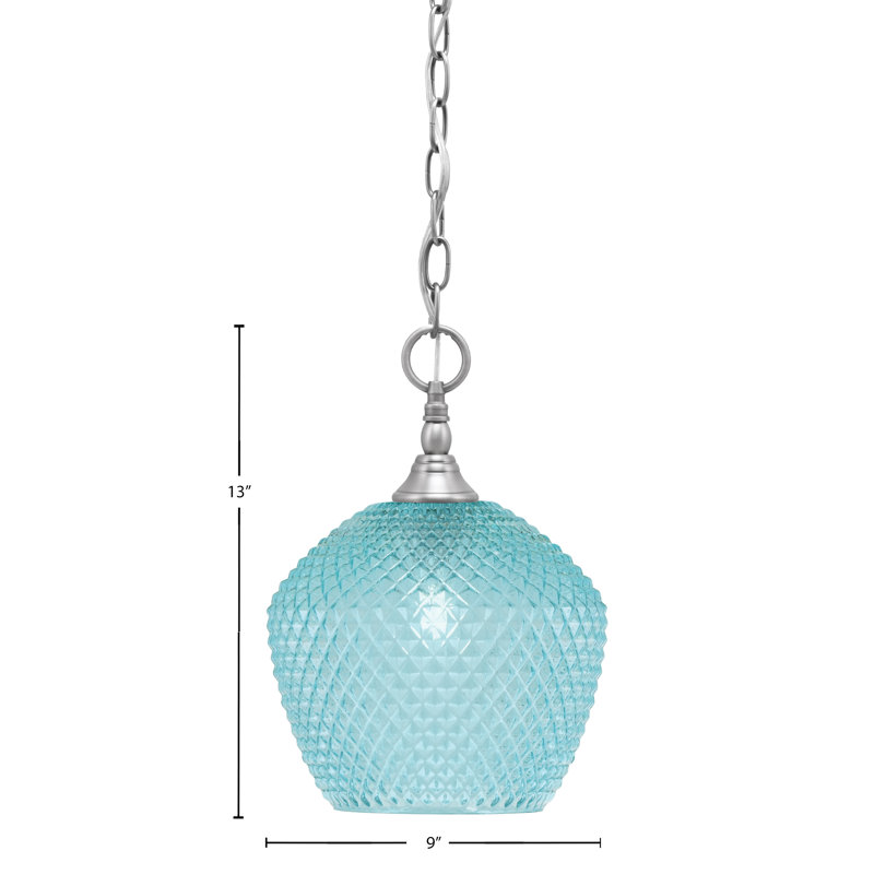 Mini-luminaire suspendu en chaîne avec verre, Nickel brossé