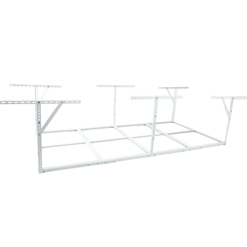 Support de rangement en métal blanc 4 x 8 pi, 600 lb Chargement, réglable de 22 po à 40 po pour maximiser les articles inutilisés
