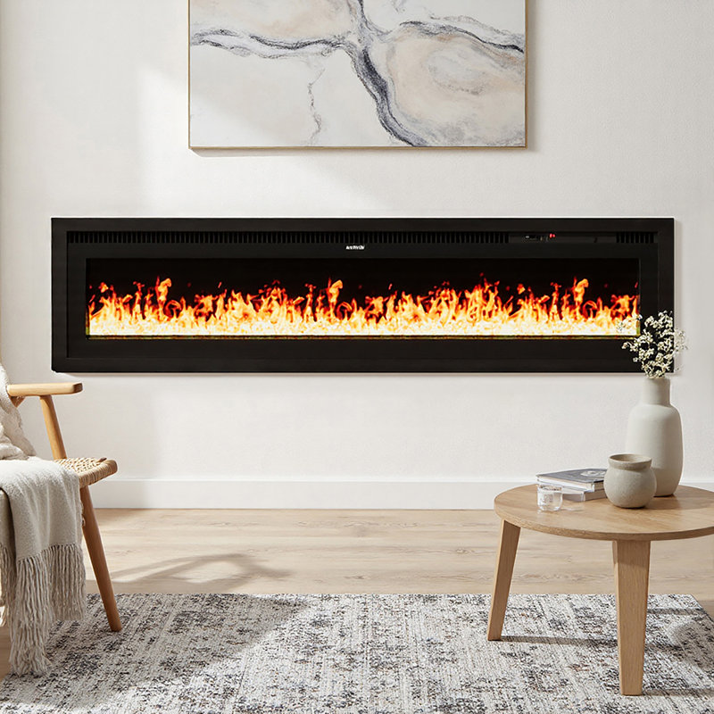 Symple Stuff Black Electric Fireplace with 5120 BTU, 45cm H x 152.4cm W x 14cm D