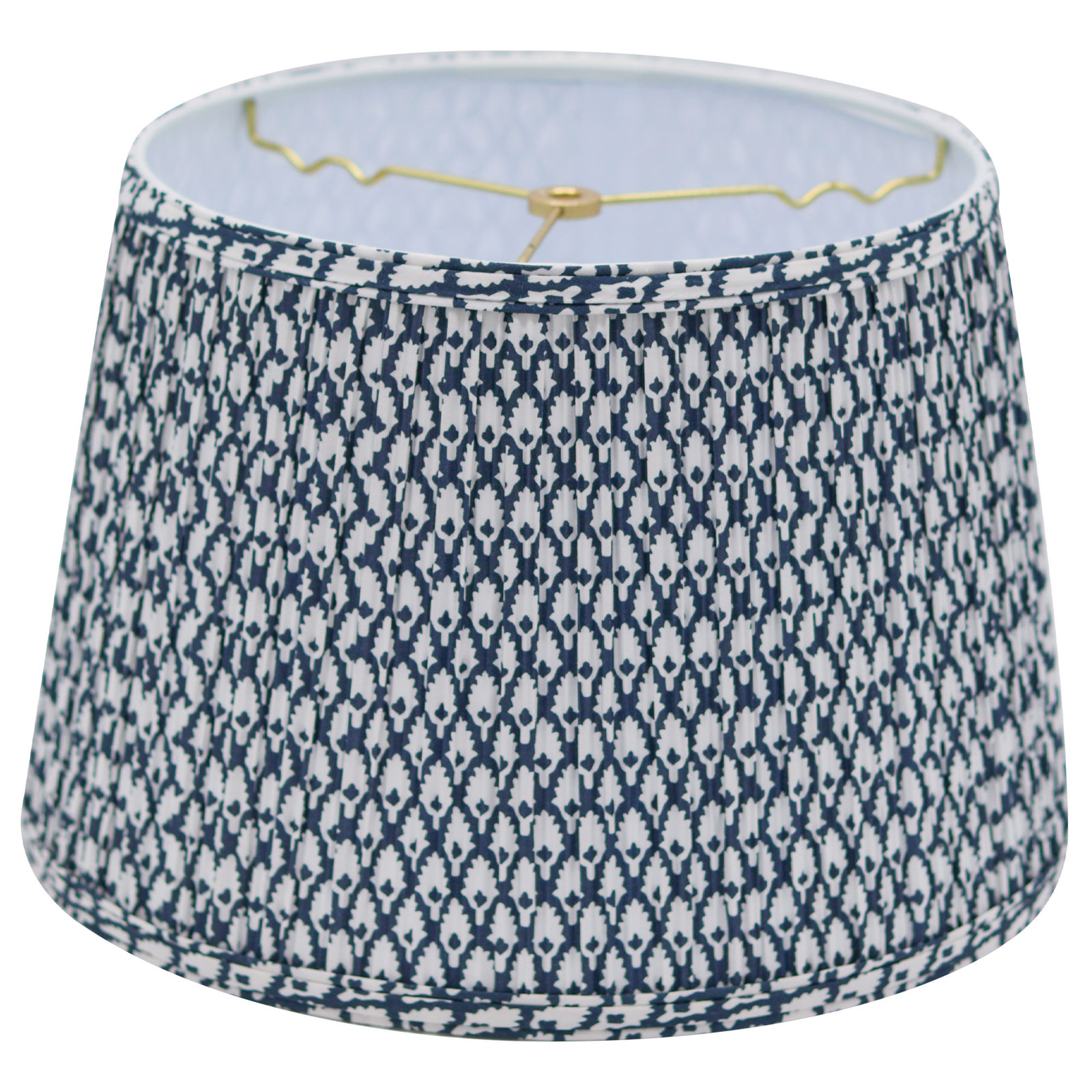 Empire Hardback Lampshade With Washer Fitter, White, Navy/White, 9.5" H x 14" W x 14" D