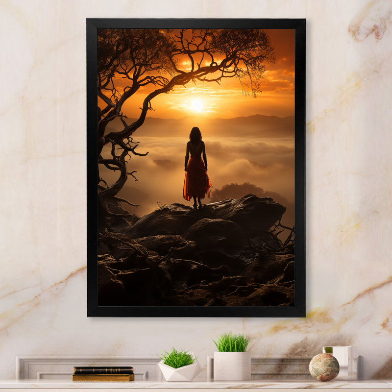 Le lever du soleil de Kortana embrassant l'aube II sur toile, Cadre photo noir, H 20 po x l 12 po x P 1 po