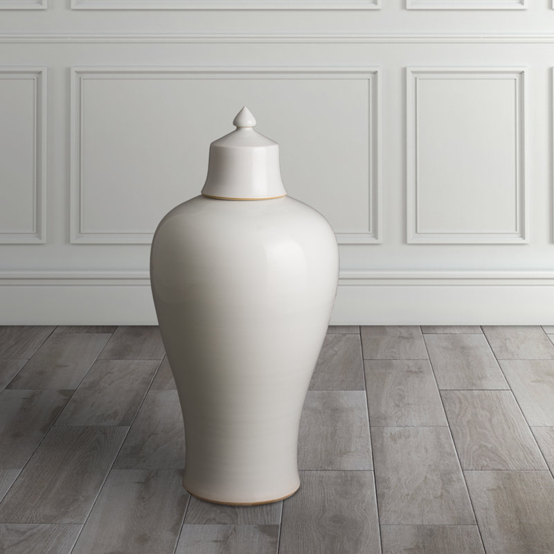 Couvercle blanc, céladon blanc H 16,5 po x 35 po