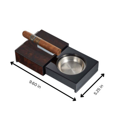 Cendrier coulissant Visolloki avec insert et compartiments amovibles - Finition bois de ronce