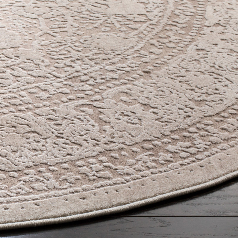 Tapis oriental beige / crème Calidi, Rond 6 pi 7 po