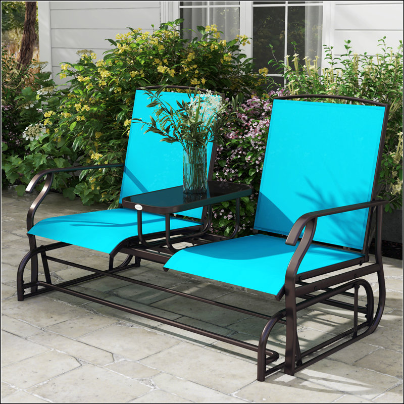 Outdoor Glider Bench With Center Table