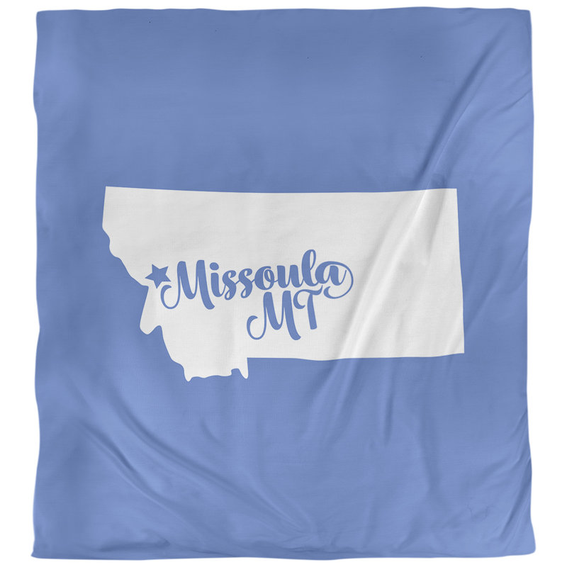 Housse de couette missoula montana, Microfibre, Housse de couette pour très grand lit, Bleu